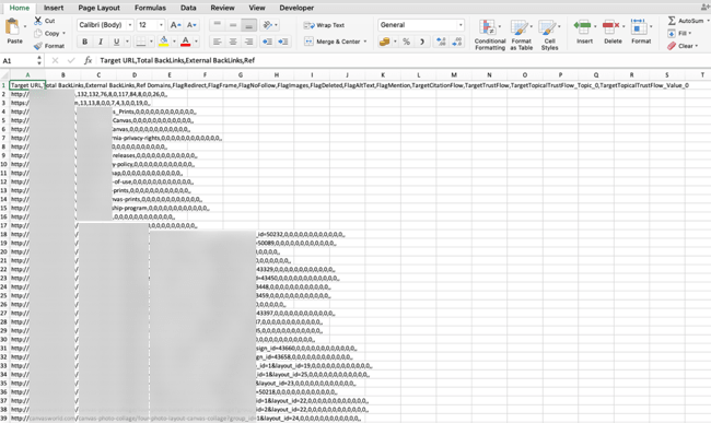 Backlinks count - CSV downlod in Excel