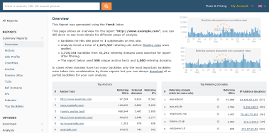 Majestic Advanced Reports screen