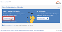 Authenticate button in the Majestic browser plugin