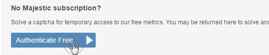 Free authentication on Majestic browser plugin
